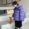 「三色可选！长款羽绒服」呦奇2023冬季新款韩版个性龟背设计时尚印花连帽儿童羽绒服童装 商品缩略图2