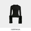 JUDYHUA 环保皮草袖纹理针织上衣 商品缩略图3