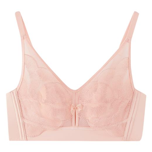 大胸显小收副乳超薄杯透气大码内衣女无痕无钢圈文胸胸罩 大胸显小 无钢圈bra 蝶翼刺绣水晶杯文胸 商品图11