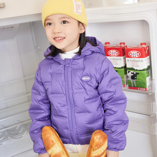 「五色可选！轻柔羽绒服」呦奇2023冬季新款韩版时尚连帽轻羽绒保暖轻柔儿童羽绒服外套童装 商品图2