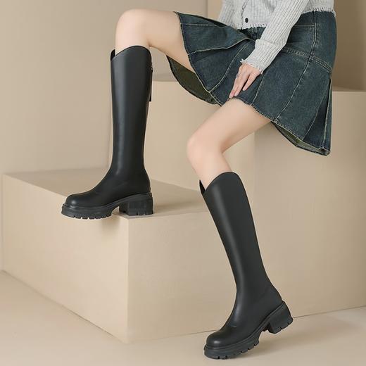 ZHR短靴女2023冬季新款厚底短靴复古英伦黑色酷感朋克切尔西短靴长筒靴 商品图1