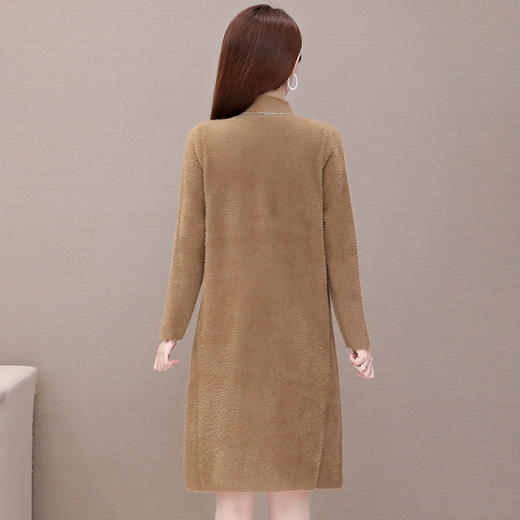 秋冬季打底裙，厚款保暖弹力中长款打底裙貂绒时尚裙针织连衣裙QYM-LRX-3DR02 -Y 商品图2