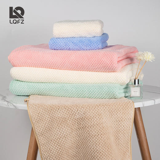 「9.9元包邮！数色可选」毛巾菠萝格毛巾干发巾家用加大加厚成人洗澡洗脸柔软吸水洗脸毛巾布艺 商品图1
