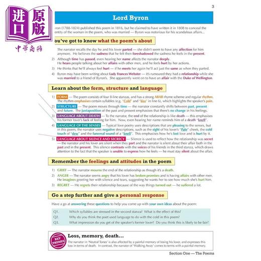 【中商原版】GCSE English AQA Poetry Guide Love & Relationships Anthology inc Online Edn Audio &Quizzes 商品图3