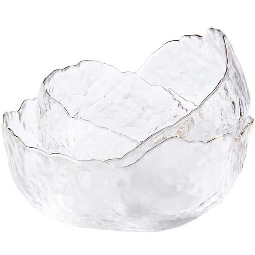 沙拉玻璃碗日式锤纹家用透明高颜值金边甜品碗水果沙拉碗玻璃碗餐具套装 商品图4