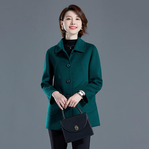 TC215117 洋气妈妈羊绒大衣女短款中年双面呢外套秋冬新款大码中老年毛呢子 商品图1