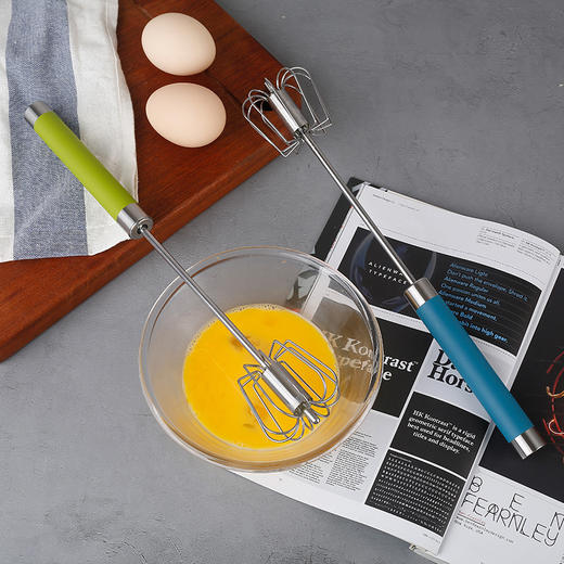 星罗不锈钢半自动打蛋器 鸡蛋奶油搅拌棒 家用手动按压式旋转搅蛋器 商品图2