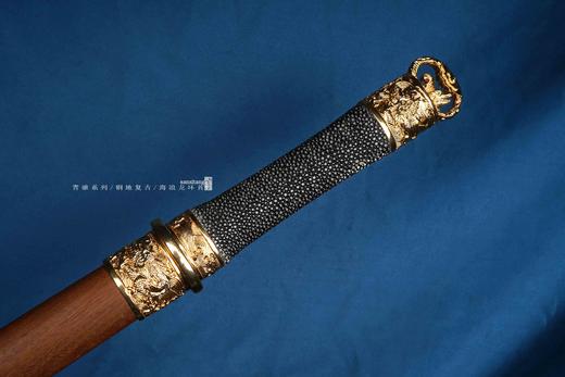 三希堂  青骓系列  海浪冰裂环首（中号全长85）未开刃 商品图4