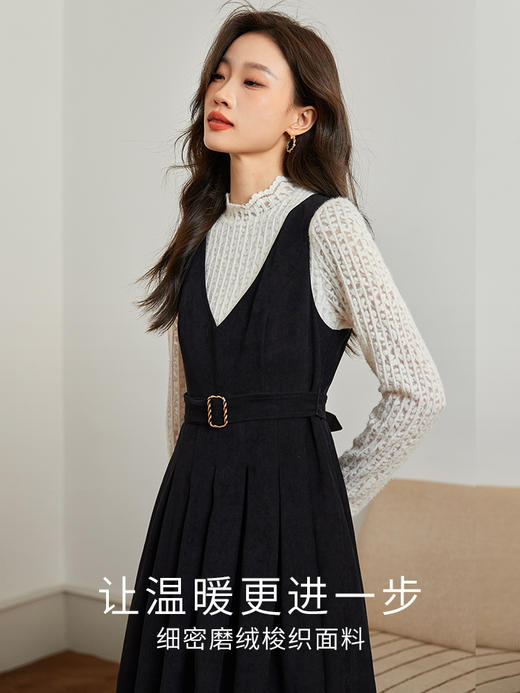 【年终特卖】熙世界温柔优雅磨毛绒感蕾丝衫女2025冬季新款舒适内搭半高领上衣 商品图3