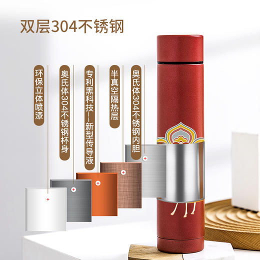 【冷暖魔法杯 】敦煌旅游爆款九色鹿口红杯 200ml红色 商品图2