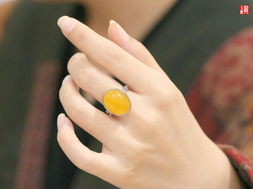 【清瑶】蜜蜡戒指，925银镶 商品图4