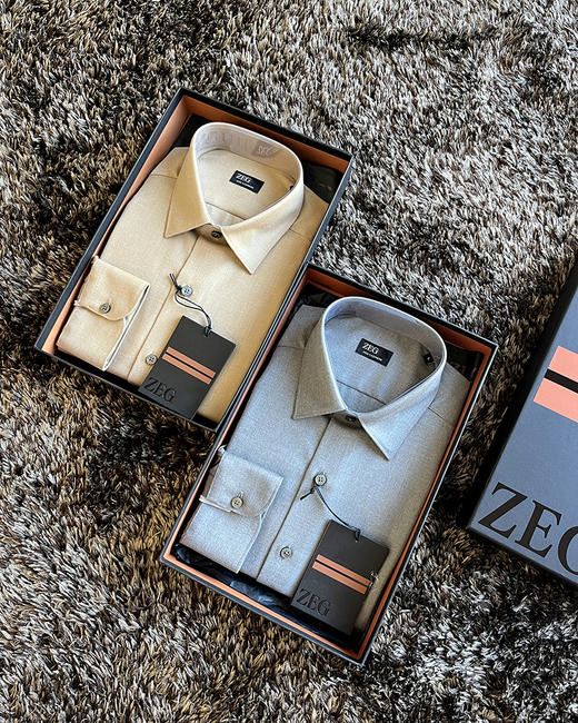 7折  Z家 男士 羊毛材质长袖礼盒装衬衫 2色 AG1265 商品图0