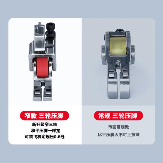 PL精品三滚轮压脚可压0.6线防吃布电脑工业缝纫机压脚 商品图2