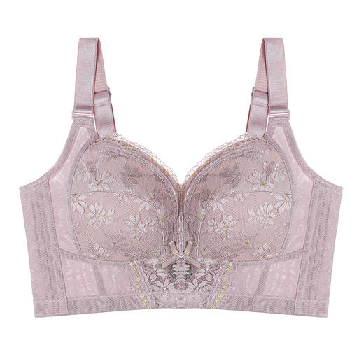 大胸显小收副乳超薄杯透气大码内衣女无痕无钢圈文胸胸罩 大胸显小 无钢圈bra 蝶翼刺绣水晶杯文胸 商品图9