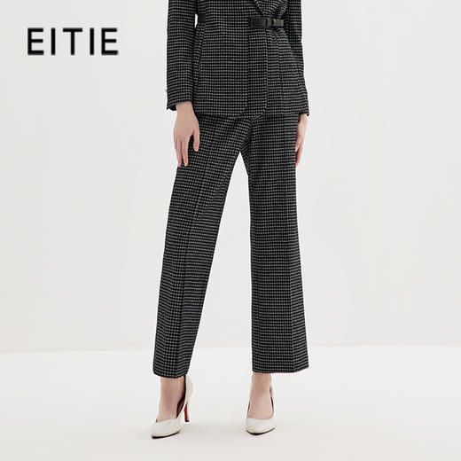 EITIE爱特爱冬季新款修身显瘦百搭直筒格纹裤子7205906 商品图0