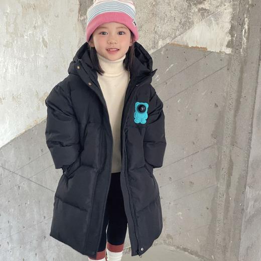 「三款配色！长款羽绒服」呦奇2023冬季新款韩版儿童羽绒服 立体绣可爱小熊男女童羽绒服童装 商品图3