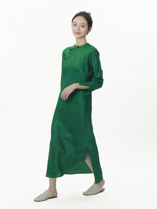 盛唐牡丹 |祖母绿花草纹旗袍 商品图2