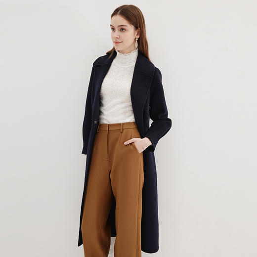 EITIE爱特爱冬季新款保暖100%绵羊毛中长款外套大衣7214926 商品图2