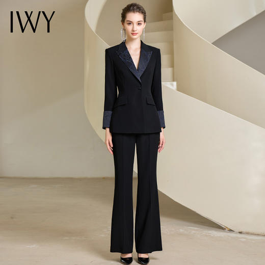 IWY/高级感黑色西装阔腿裤正装女秋冬款设计感商务总裁职业正装工作服233020C1+233019P3 商品图1