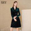 IWY/富贵墨绿色丝绒连衣裙女职业装气质女神范套装裙子双排扣西服裙Q819-Q 商品缩略图1