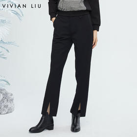 VIVIAN LIU薇薇安刘R2345007秋女装新款斜插兜前脚口高开叉长裤