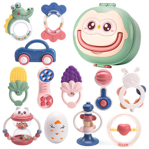 【可水煮玩具！开心啃咬】婴幼儿摇铃玩具益智牙胶，可啃咬新生宝宝手摇铃带收纳盒，造型可爱 多种触感、安全材质、圆润造型、悦耳铃声 商品图4