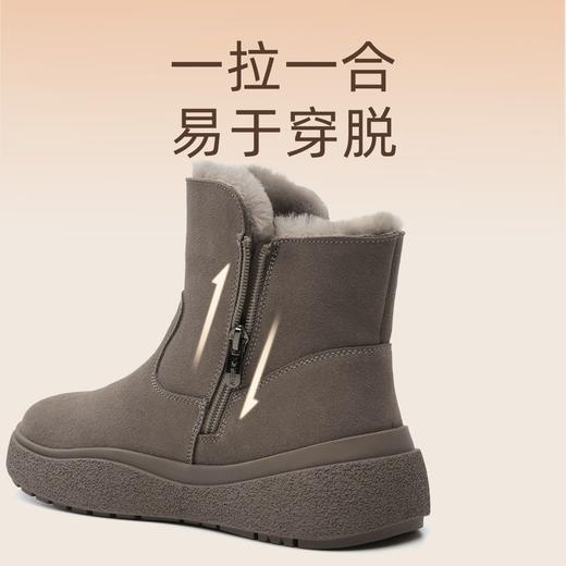 信诺真皮保暖雪地靴女2023新款冬季加绒防滑女士短筒东北妈妈棉鞋X3M309009 商品图2