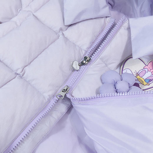 迪士尼童装女童羽绒服2冬季黛丝花朵花苞网纱拼接连帽外套234S1842
 商品图7