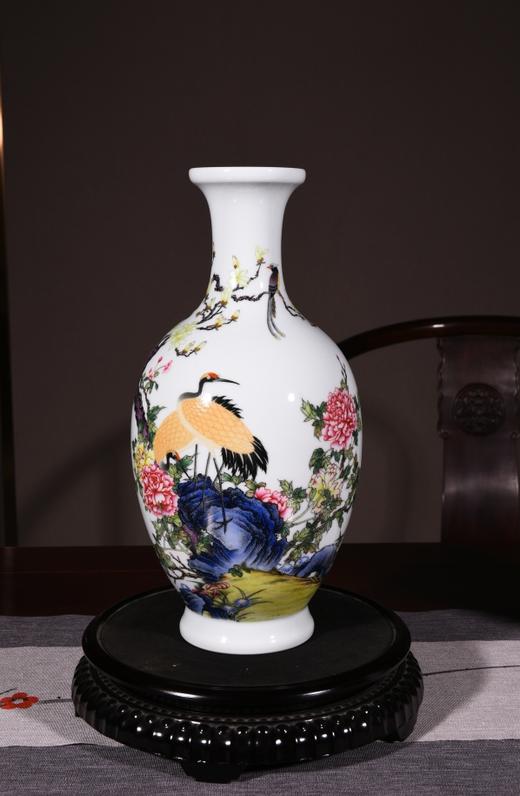 珐琅彩仙鹤观音瓶 商品图0