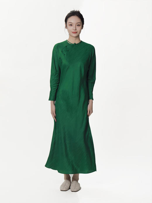 盛唐牡丹 |祖母绿花草纹旗袍 商品图1