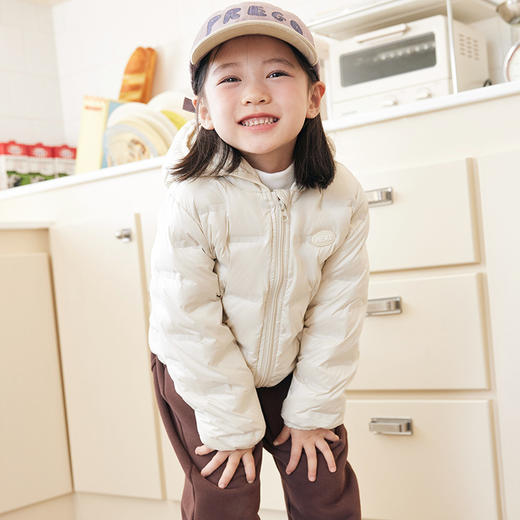 「五色可选！轻柔羽绒服」呦奇2023冬季新款韩版时尚连帽轻羽绒保暖轻柔儿童羽绒服外套童装 商品图3