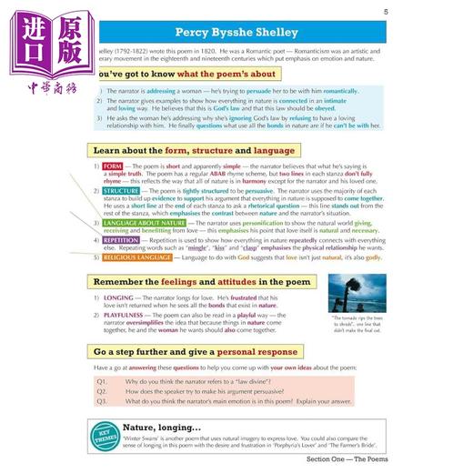 【中商原版】GCSE English AQA Poetry Guide Love & Relationships Anthology inc Online Edn Audio &Quizzes 商品图4