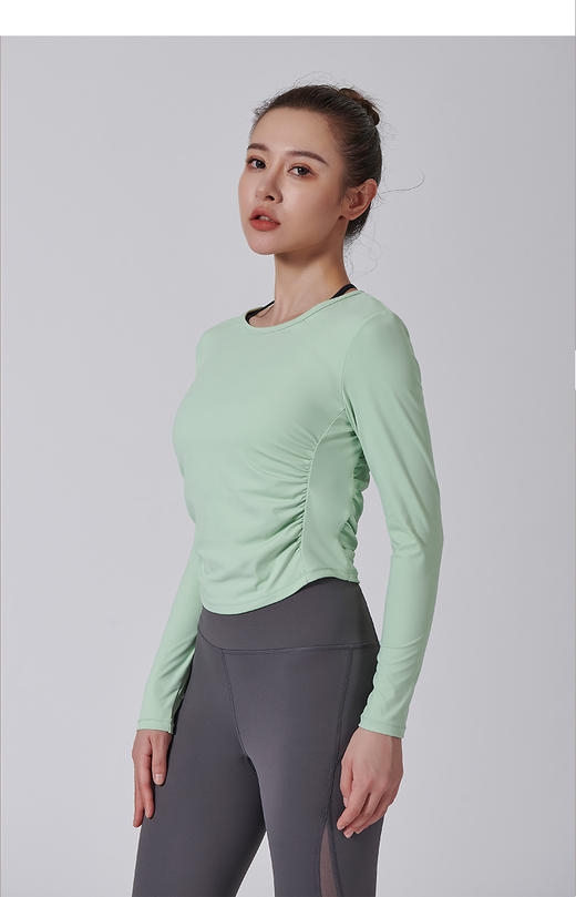 爱帝褶皱收腰弹力轻薄速干普拉提瑜伽服长袖2227121211 商品图8