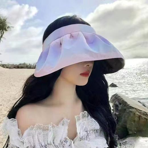 ins彩虹黑胶贝壳帽日系渐变色遮阳帽空顶帽 夏季 商品图7