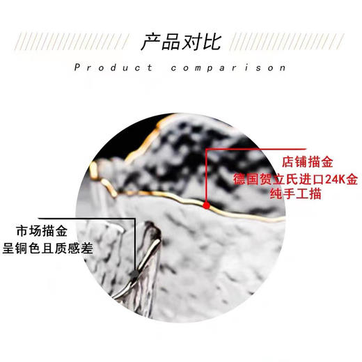沙拉玻璃碗日式锤纹家用透明高颜值金边甜品碗水果沙拉碗玻璃碗餐具套装 商品图2