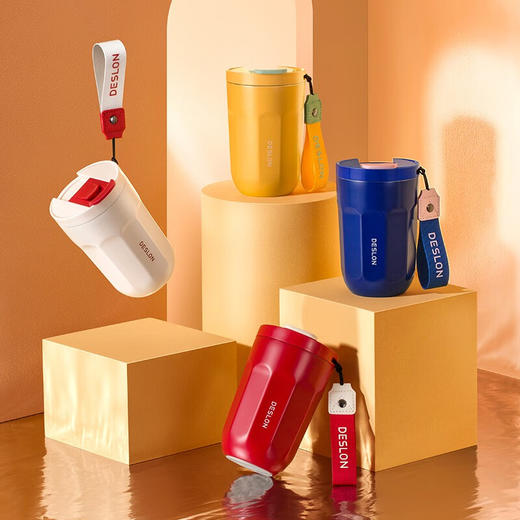 德世朗高颜值不锈钢带盖保温杯学生水杯咖啡杯便携大容量随行杯办公杯 商品图0