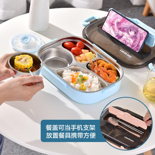 春艺304不锈钢双层快餐便当盒密封防漏饭盒 学生上班饭盒大号-W仓 商品图2