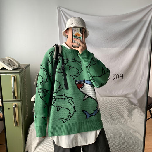 【时尚尖货，点燃秋冬潮流！】毛衣男宽松，韩版潮流圆领针织衫，ins秋冬季必备！个性帅气，港风套头衫线衣。独特设计，彰显男性魅力；舒适面料，让你感受无比柔软的拥抱！ 商品图2