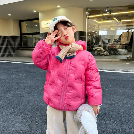 「五款配色！90白鸭绒」呦奇新款韩版短款羽绒服 纯色5色加厚时尚轻薄羽绒服外套童装 商品图3