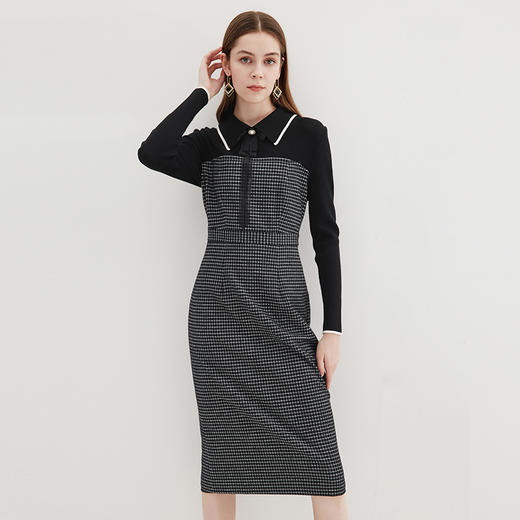 EITIE爱特爱冬季新款气质时尚收腰拼接连衣裙7207916 商品图3