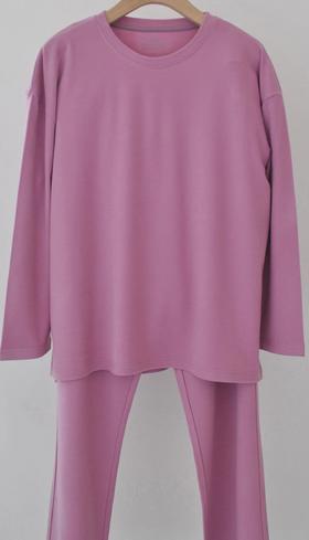 FF竹纤维女士罗纹山茶油圆领长袖家居套221