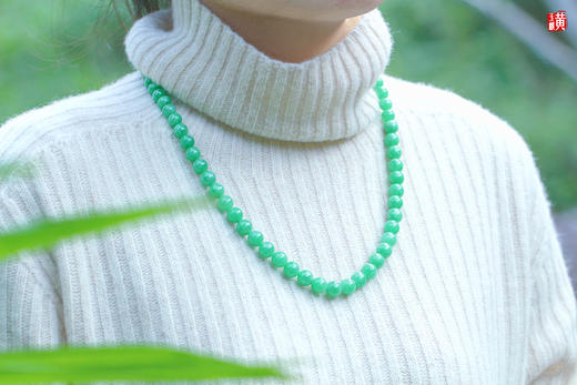 天然翡翠项链，珠径7.3~9.5mm 商品图4