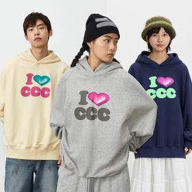 CryingCenter 爱心i love ccc 连帽套头卫衣休闲百搭情侣哭喊中心