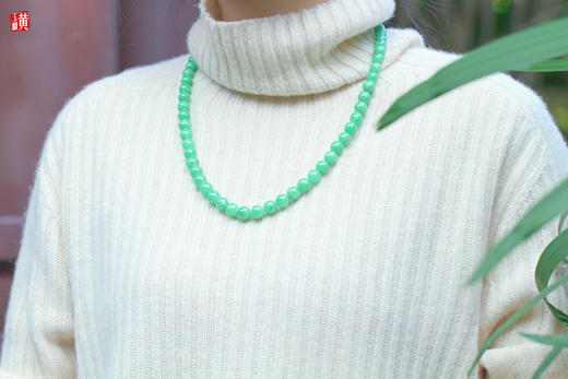 天然翡翠项链，珠径7.3~9.5mm 商品图2