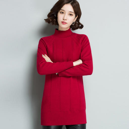 【11.11】百搭长袖中长款，宽松保暖加绒毛衣CC-5130 商品图0
