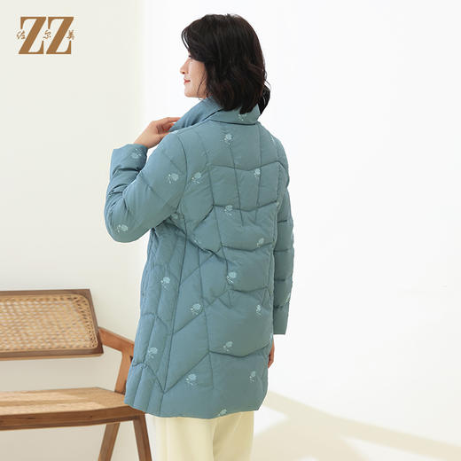佐尔美冬季新款 气质小碎花中长款羽绒服女E14YY38 商品图4