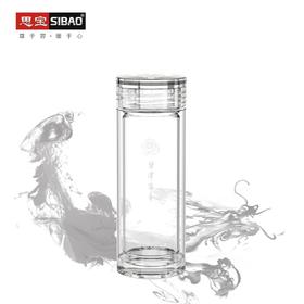 思宝旗舰店碧潭留香双层玻璃杯办公杯便携车载礼盒包装