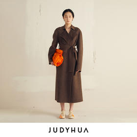 JUDYHUA 撞色纹理双面呢大衣