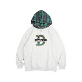 Drole de Monsieur Le Hoodie Tartan 法式刺绣LOGO拼色连帽卫衣