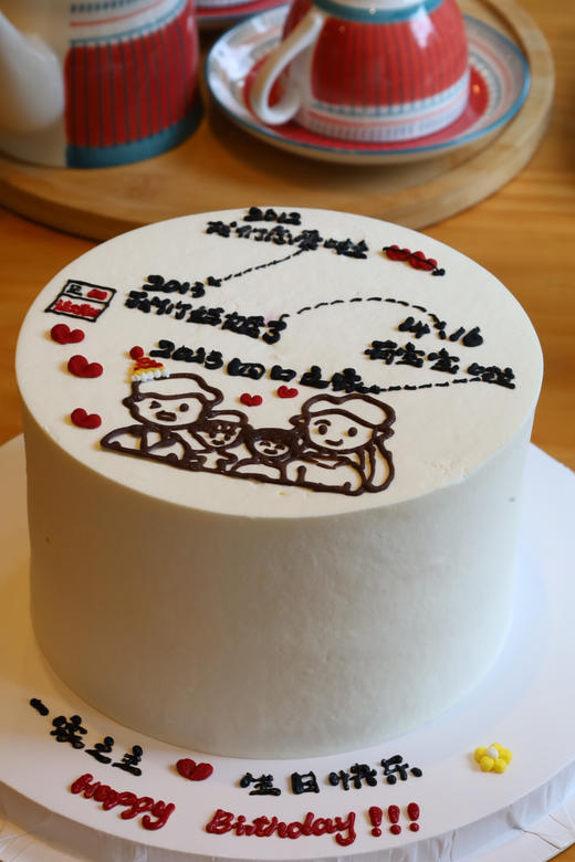 手绘一家四口幸福轨迹 商品图4